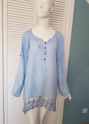 Легка італійська блуза варьонка бавовна шовк
