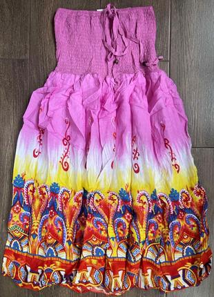 1, Очень яркая легкая летняя юбка сарафан из штапели розового ...