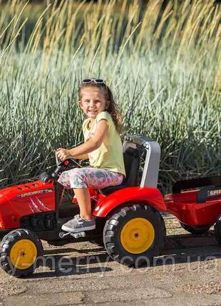 Детский трактор на педалях с прицепом Falk 2020AB (красный цвет)
