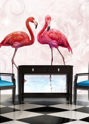 Фото шпалери з птахами 368х254 см Рожеві фламінго (10199P8)+клей