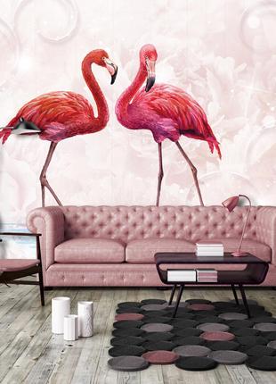 Флізелінові фото шпалери птахи 368х254 см Рожеві фламінго (101...