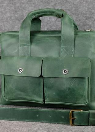Мужская сумка "модель №49" винтажная кожа цвет зеленый