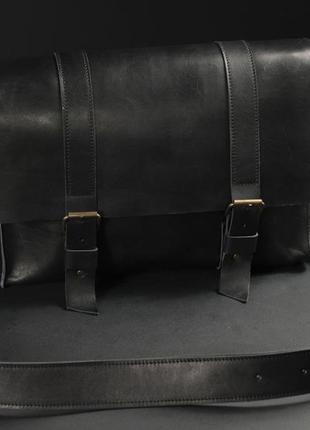Мужская сумка "модель №47"  кожа итальянский краст цвет черный