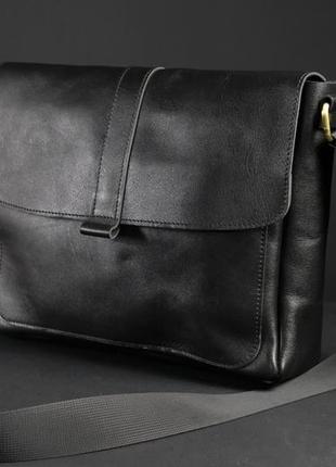 Мужская сумка "модель №53" кожа итальянский краст цвет черный