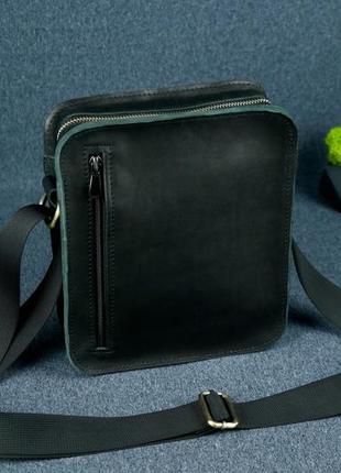 Мужская сумка "модель №43" кожа итальянский краст цвет черный