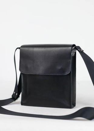 Мужская сумка "модель №40"  кожа итальянский краст цвет черный
