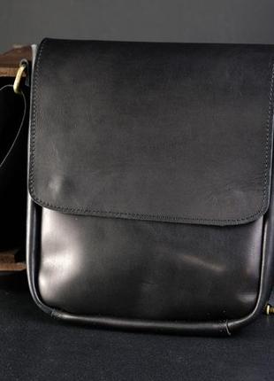 Мужская сумка "модель №85" кожа итальянский краст цвет черный