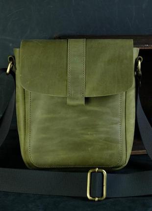 Мужская сумка "модель №44" винтажная кожа цвет оливковый