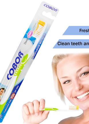Мануальна зубна щітка "Cobor toothbrush Е-608" Салатова, щітка...