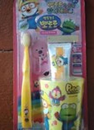 Набор детский для чистки зубов KM Pororo Childrens Toothbrush Set
