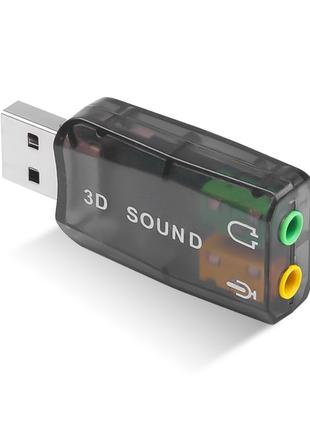 Внешняя USB звуковая карта 3D Sound card для ноутбука компьютера