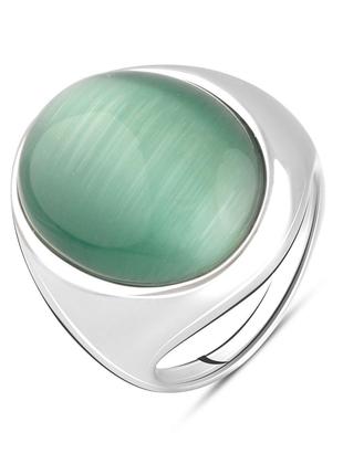 Серебряное кольцо с кошачьим глазом (2083733) 19 размер