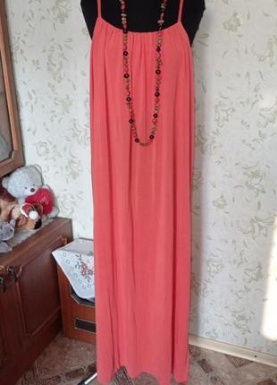 Платье сарафан 👗 uk16 коралловый цвет