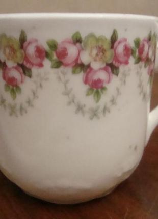 Антикварная кофейная чашка розы фарфор германия