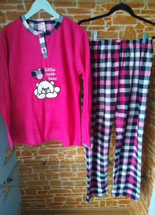 Комплект двойка пижама женская l размер с мишкой флис