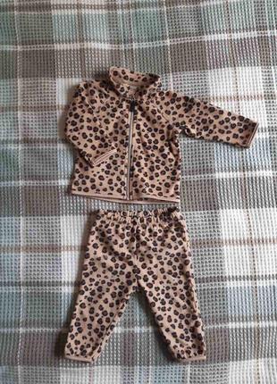 Флисовый теплый костюм леопард h&amp;m 68см