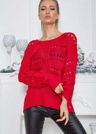 В'язаний жіночий светр червоного кольору розмір 36 FA_003711