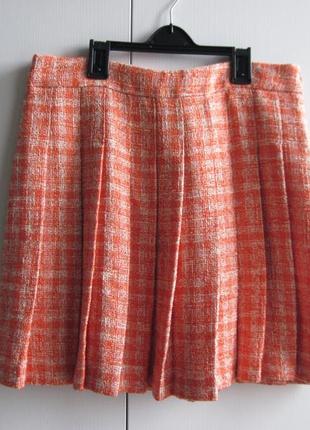 Zara (m) твидовая плиссированная юбка