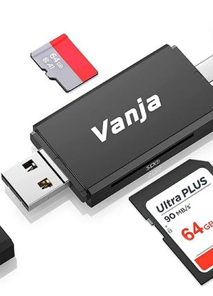 Адаптер Vanja SD Card to USB, 3-в-1 USB-C USB-A Устройство чте...