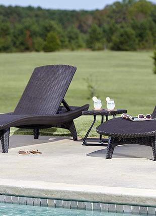 Шезлонг лежак Keter Pacific Set With Table Sun Lounger