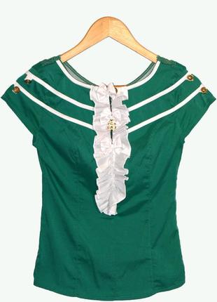Модна блузка з жабо і ажурною спинкою. benlex, туреччина