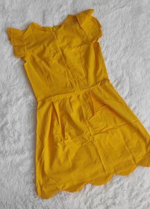 Желтое коттоновое летнее платье хлопок s xs стан идеально