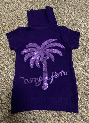Фиолетовый свитер жилетка американка со стразами пальма xs s