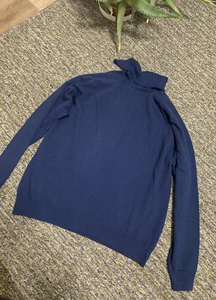 Синий базовый мужской свитер с горловиной m l xl