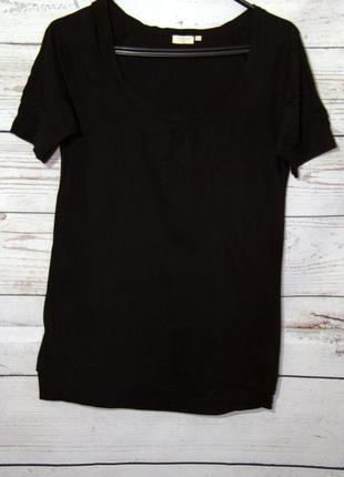 Классная черная трикотажная кофта блуза короткий рукав