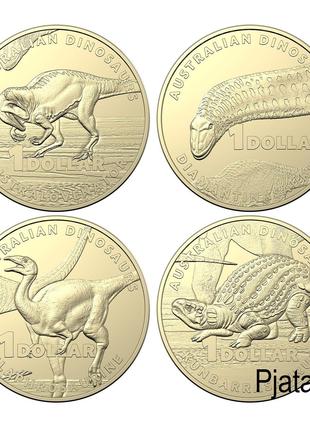 Австралия набор из 4-х монет 1 доллар 2022 динозавры UNC