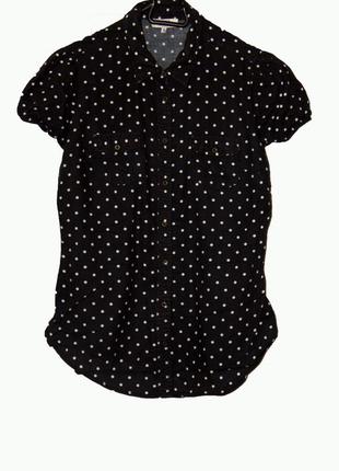 Нарядная котоновая рубашка блуза в горошек uk10