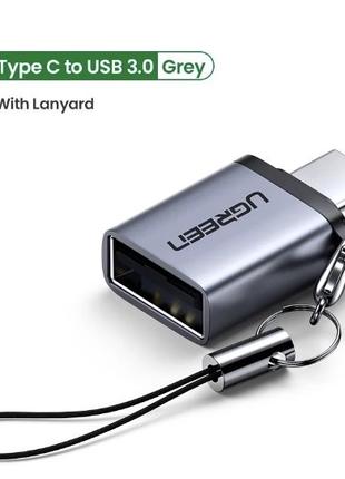 Адаптер Ugreen OTG Type-C to USB 3.0 з карабіном Space Gray