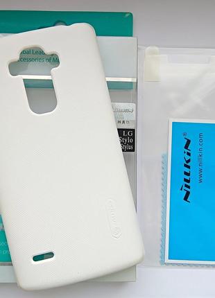 Чехол + пленка Nillkin для LG G4 Stylus накладка пластик белая