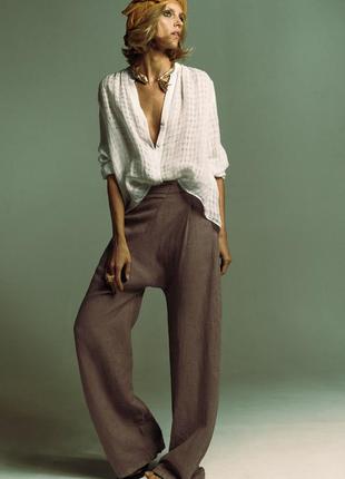 Zara текстурированя льняная блузка
