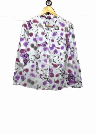 Хлопковая блуза рубашка в цветочный принт uk12