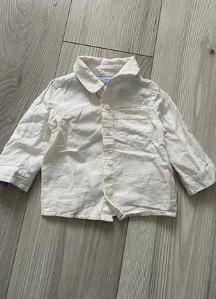 Рубашка сорочка біла нарядна дитяча льон