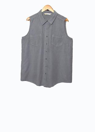 Стильная рубашка-безрукавка в мелкий принт "гусиная лапка" uk18