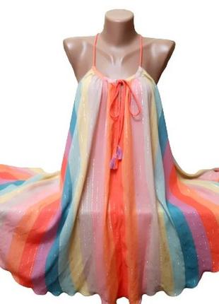 Летнее платье accessorize, натуральный полосатый сарафан с рег...