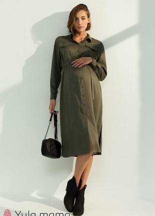 Платье - рубашка для беременных и кормящих из плотного штапеля