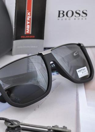 Фирменные солнцезащитные мужские очки матовые черные matrix po...