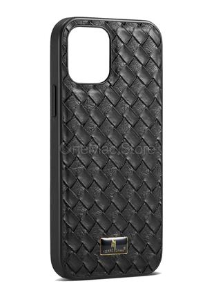 Чехол кожаный FS для iPhone 14 Plus (плетение)