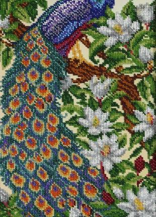Набор для вышивки бисером "Павлин" сад,цветы,сакура,влюбленные...