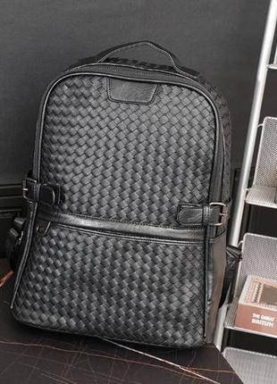 Качественный мужской городской рюкзак плетеный черный
