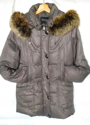 Зимняя куртка пальто 48р xl пуховик натуральный мех