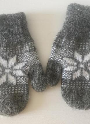 Перчатки детские шерстяные в&amp;все перчатки серые снежинка