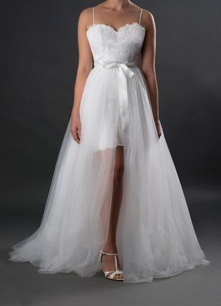 Фатиновая юбка-шлейф на свадебное платье