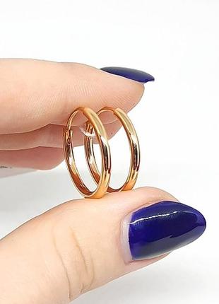 Серьги-кольца позолоченные, серьги-конго, позолота, д. 2 см