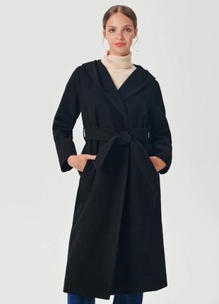 Черное пальто женское демисезонное стильное s xs классическое ...