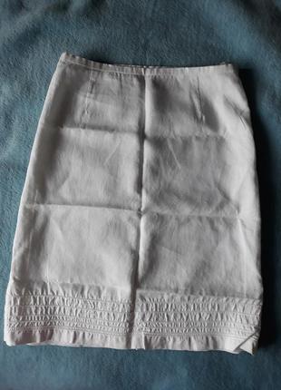 Белая льняная юбка на подкладке