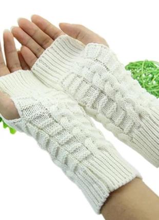 Мітенки вязані без пальців білий.
